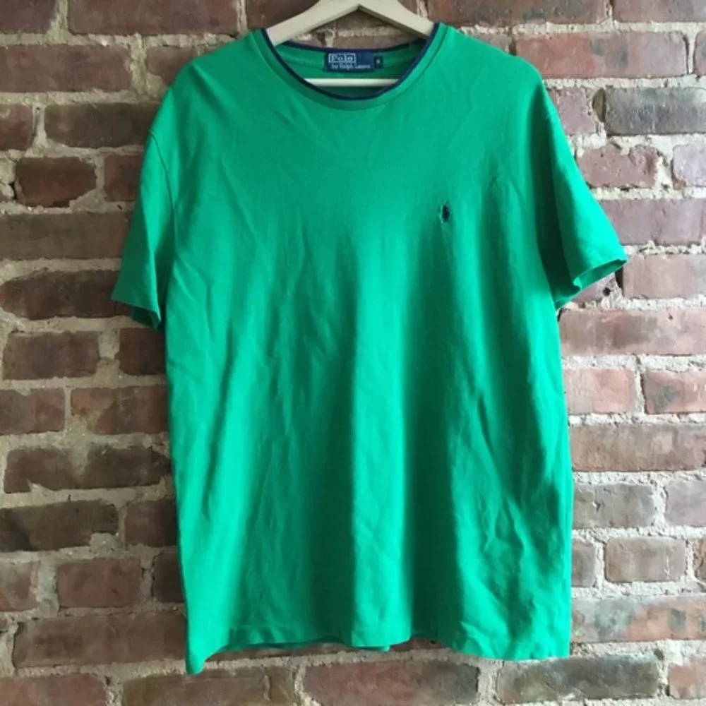 Polo Ralph Lauren Collarless Polo Kelly Green Size Medium Vintage
